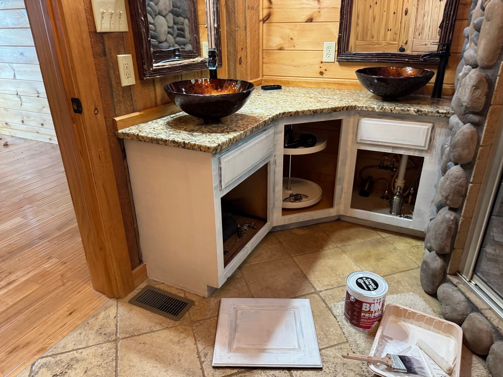 Cabin Accent Walls & Cabinet Painting: photo 5 of 6